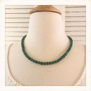 Green Beaded Necklace, 9”